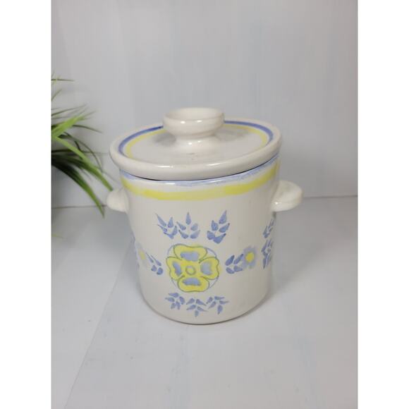 Vintage Amnion Algarve Blue Yellow Canister Hand Painted Clay Pottery - Picture 3 of 5
